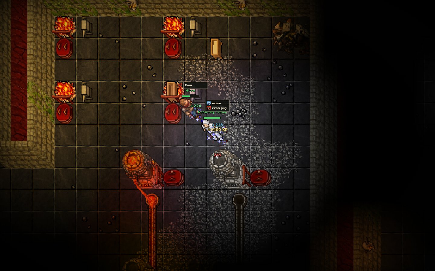 Un personaje que lucha contra monstruos en Hero Fortress.